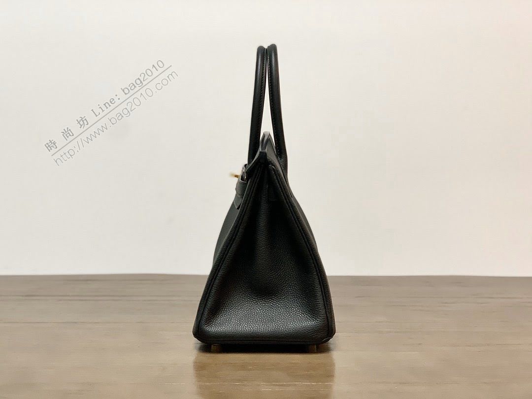 Hermesn鉑金女包 愛馬仕Birkin手提包 原廠Togo皮 黑色 全手工  am2214